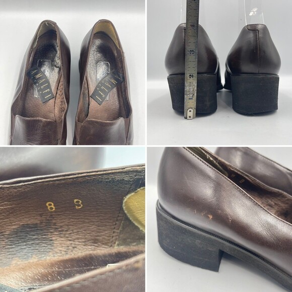 Amalfi Italy Womens Leather Shoes Brown Size 8 B Career Loafers - Picture 9 of 16